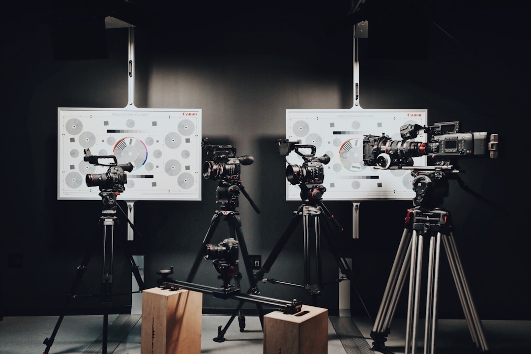 Camera equipment on table
